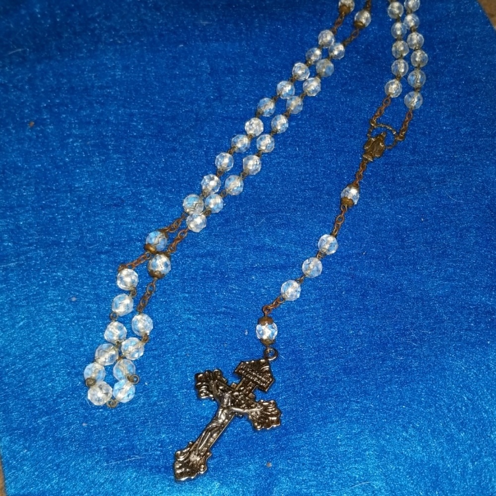 Estate 30in rosary clear beads